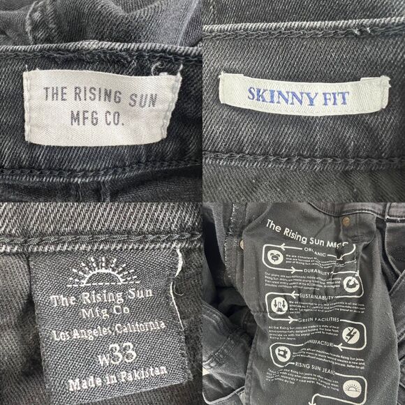 The Rising Sun MFG Co. Men's Skinny Fit Black Jeans Stretch Cotton Size 33 - Picture 5 of 10
